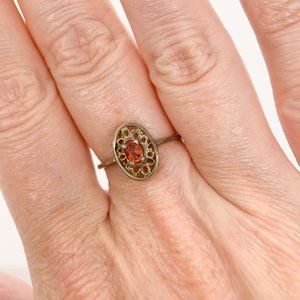 Vintage Orange Stone Delicate Sterling Silver SIZE 5.75 Ring